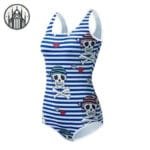 Maillot De Bain Gothique Tête De Mort - élégance Infernale - 007 / Xs