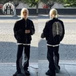 manteau gothique a decoration squelette 625 Manteau Gothique à Décoration Squelette