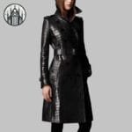 Manteau Gothique Chic En Simili Cuir Noir