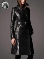 Manteau Gothique Chic En Simili Cuir Noir - s