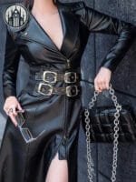 Manteau Gothique Chic En Simili Cuir Vegan - Xs