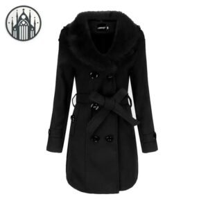 Manteau Gothique Ceinture Polyester Noir — Univers Gothique