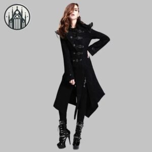 Manteau Gothique Punk Coton Cuir — Univers Gothique