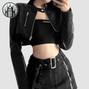 Manteau Gothique Toutes Saisons Vegan En Simili Cuir Résistant 3 Manteau Gothique Toutes Saisons Vegan En Simili Cuir Résistant - Black / l