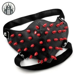Masque Gothique Rivet Rouge Cuir — Univers Gothique