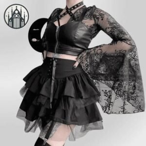 Robe Gothique Dentelle Évasée Femme — Univers Gothique