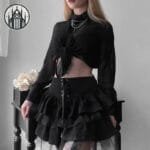 Mini-robe Gothique Noire En Polyester Stretch