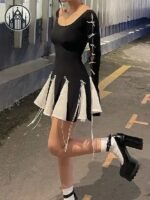 Robe Gothique Lacets Courte Femme — Univers Gothique (vue 4)
