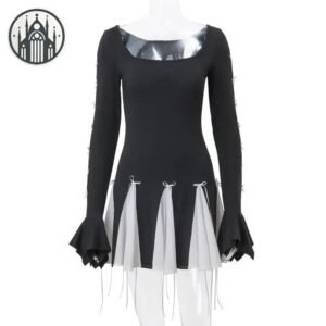 Robe Gothique Lacets Courte Femme — Univers Gothique