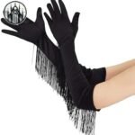 Gants Gothiques Satin Franges Femme