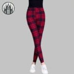Pantalon à Carreaux écossais Taille Haute En Polyester Confortable!