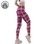 Pantalon à Carreaux écossais Taille Haute En Polyester Confortable!