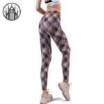 Pantalon à Carreaux écossais Taille Haute En Polyester Confortable!