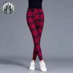 Pantalon à Carreaux écossais Taille Haute En Polyester Confortable! - Black Red Grid / s