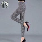 Pantalon à Carreaux écossais Taille Haute En Polyester Confortable! - Houndstooth / s