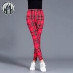 Pantalon à Carreaux écossais Taille Haute En Polyester Confortable! - Red Grid / s