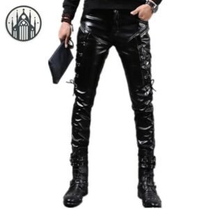 Pantalon Gothique Motard Cuir Vachette — Univers Gothique