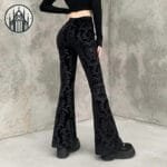 Pantalon Gothique Coupe Patte D’éléphant En Polyester Resistant