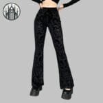 Pantalon Gothique Coupe Patte D’éléphant En Polyester Resistant