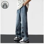 Pantalon Gothique Crâne En Denim Noir - Xl