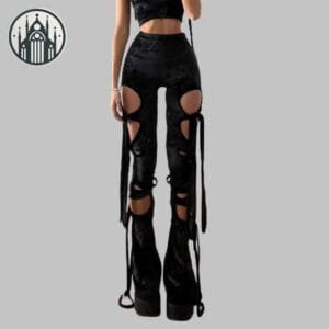 Pantalon Gothique élégant: Coupe Droite Et Confortable - Noir / s