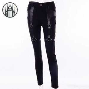Pantalon Gothique Noir Cargo Femme Coton — Univers Gothique