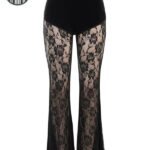 Pantalon Gothique Velours Floral Femme
