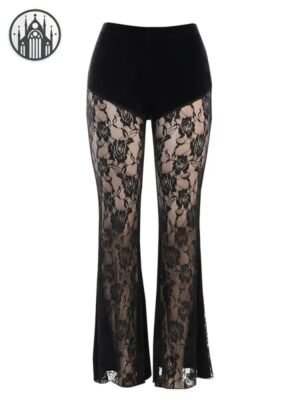 Pantalon Gothique Velours Floral Femme — Univers Gothique