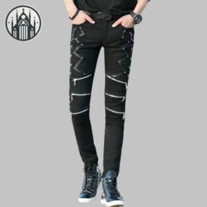 Pantalon Gothique Noir En Tissu Doux Et Léger