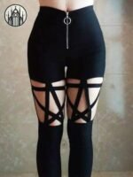 Pantalon Gothique Patchwork Taille Haute — Univers Gothique (vue 3)
