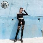 Pantalon Gothique Patchwork Taille Haute — Univers Gothique (vue 6)