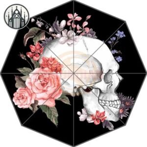 Parapluie Gothique Tête Mort Poignée — Univers Gothique