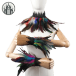 Parure Gothique Style Victorien En Plumes Naturelles - Bleu Nuit