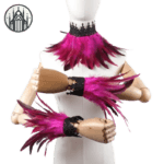 Parure Gothique Style Victorien En Plumes Naturelles - Rose