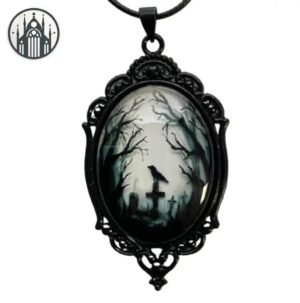 Pendentif Gothique Corbeau Mystère Noir — Univers Gothique