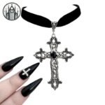 Pendentif Gothique Croix Vintage Cristal