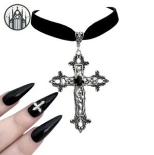Pendentif Gothique Croix Vintage Cristal — Univers Gothique