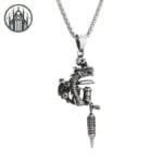 Pendentif Gothique D’ancre: Look Unique En Acier Inoxydable - Argent / 60cm