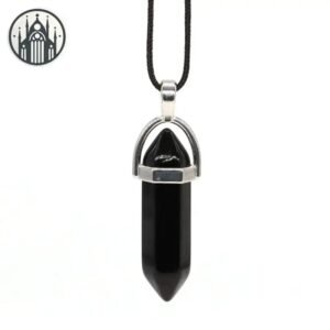Pendentif Gothique Obsidienne Hexagonal — Univers Gothique