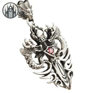 Pendentif Gothique Dragon Argent Massif — Univers Gothique