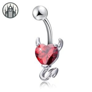 Piercing Nombril Gothique En Acier Chirurgical - Rouge