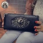 Portefeuille Gothique Vintage Démoniaque Avec Zip - Noir