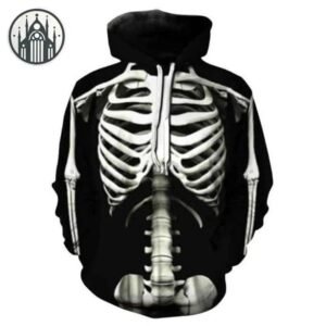 Pull Gothique Squelette Capuche Imprimé — Univers Gothique
