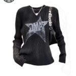 Pull Gothique Étoile Extensible Noir