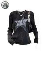 Pull Gothique étoile En Polyester Extensible - Livraison Standard Offerte - s