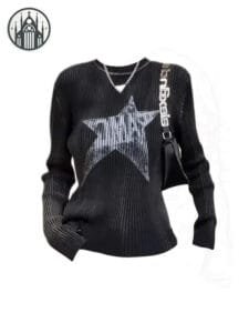 Pull Gothique étoile En Polyester Extensible - Livraison Standard Offerte - s