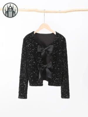 Pull Gothique Paillettes Nœud Satin — Univers Gothique