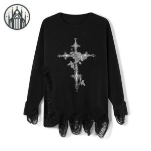 Pull Gothique Déchiré Streetwear — Univers Gothique