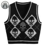 Cardigan Gothique Crâne Jacquard — Univers Gothique