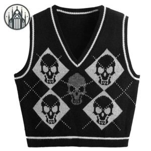 Cardigan Gothique Crâne Jacquard — Univers Gothique